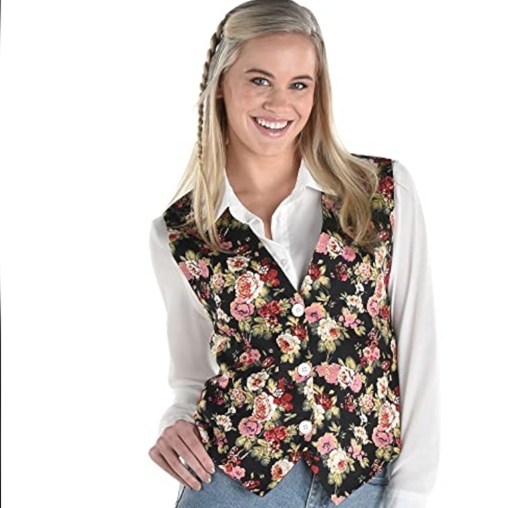 New Floral Women's Vest - Black and Pink
